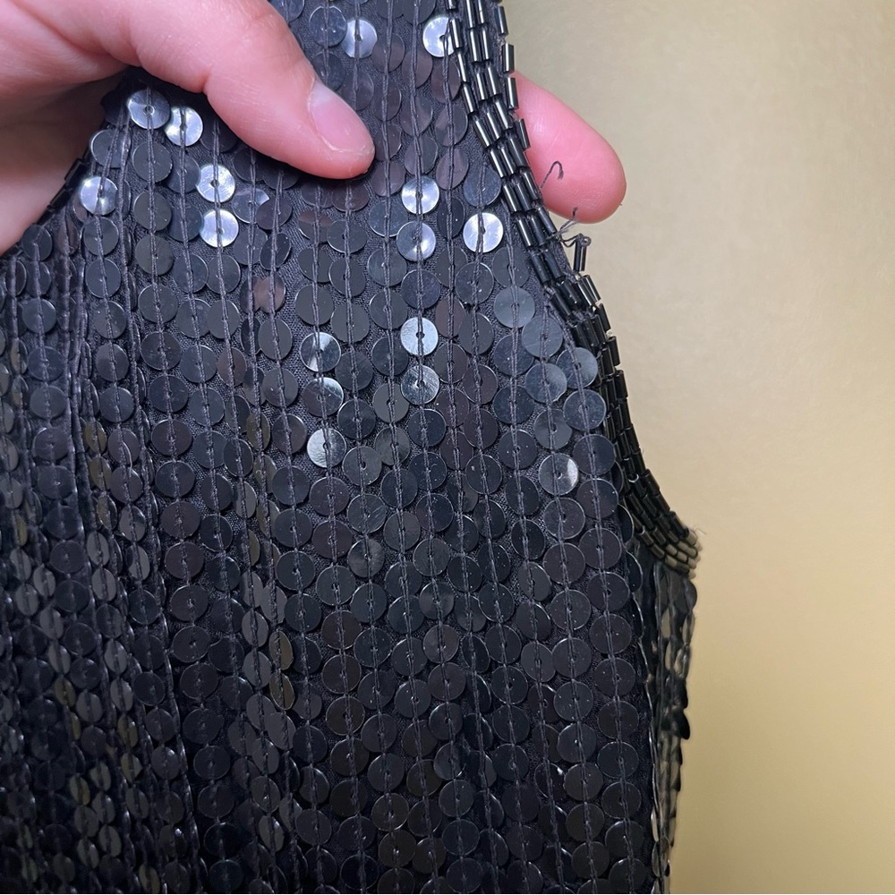 VINTAGE MODI BLACK 100% SEQUINED MIDI DRESS - Picture 6 of 8